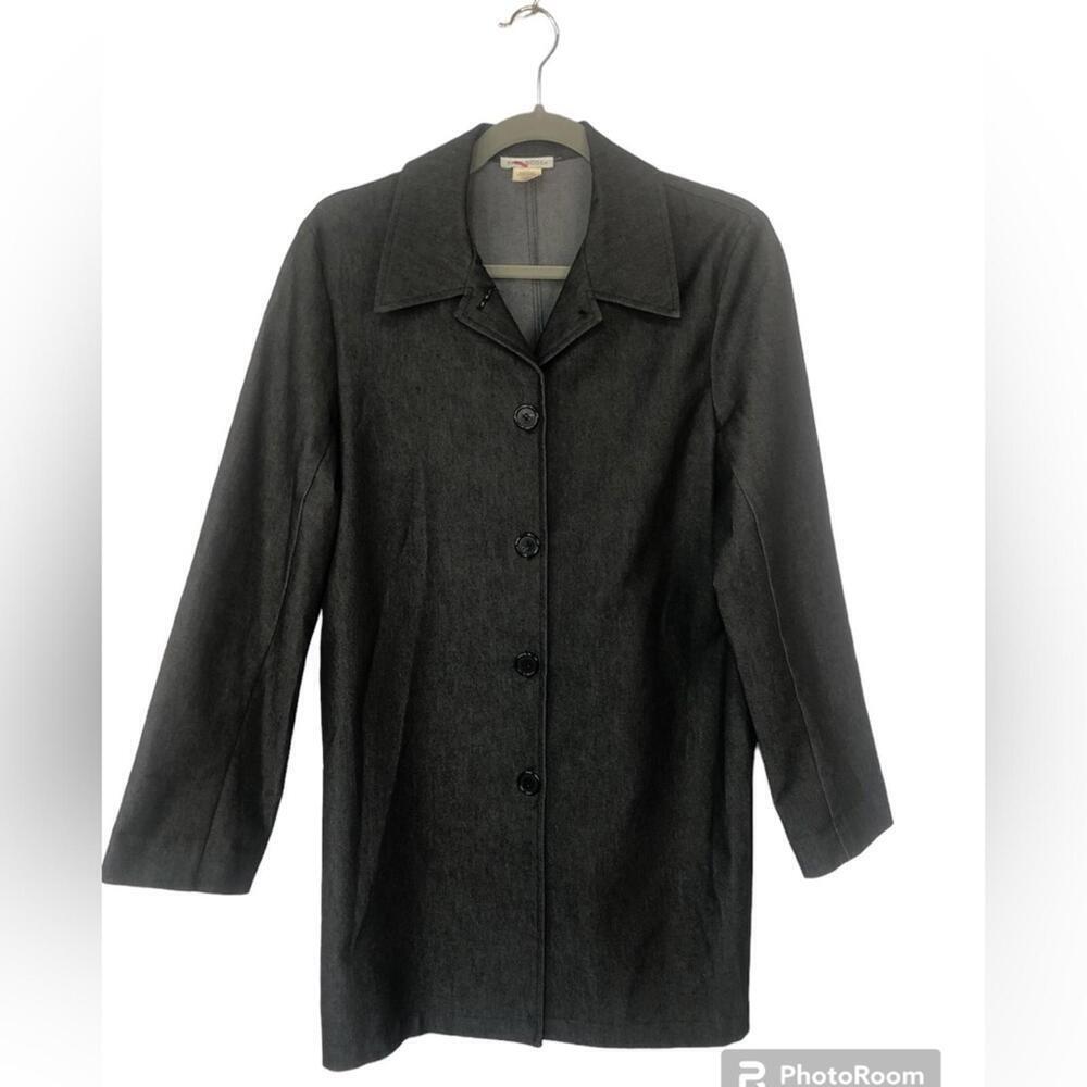 Eric Scot Women’s Car Coat Lightweight Black Denim Unlined Topstitching